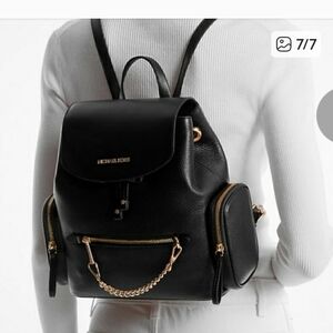 Michael Kors Black Jet Set Pebble Leather Backpack with Wallet